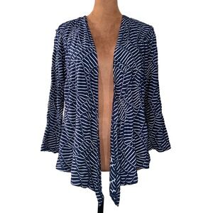 Nic + Zoe Navy White Stripe Convertible Wrap Cardigan Women's S NWT Blue Classic